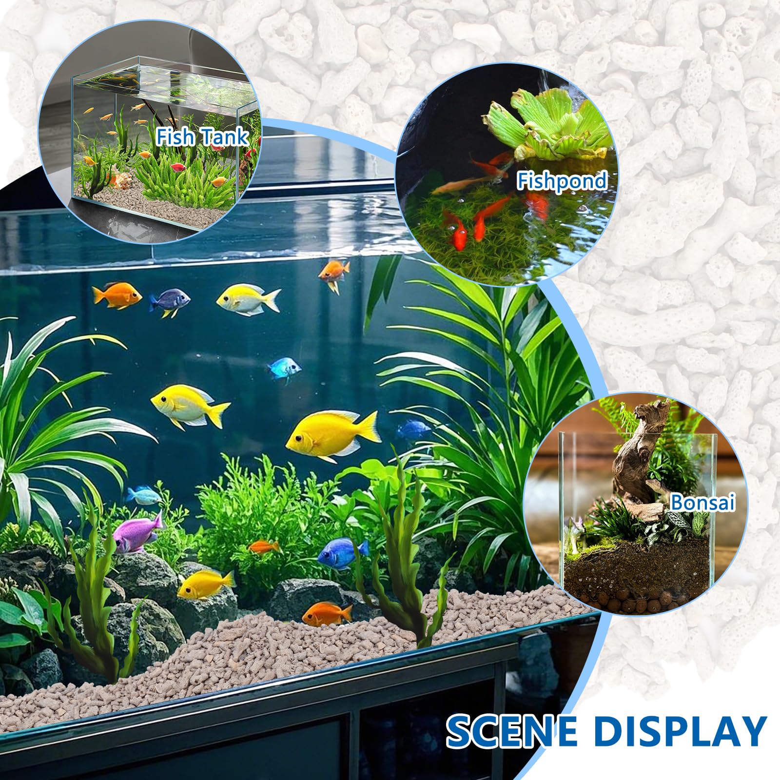 Generic crushed coral supports healthy freshwater habitats in ponds and tanks.
