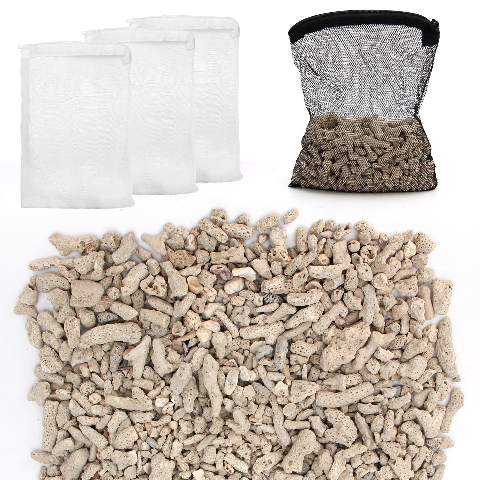 Generic crushed coral media for freshwater aquarium improves water clarity and pH balance.