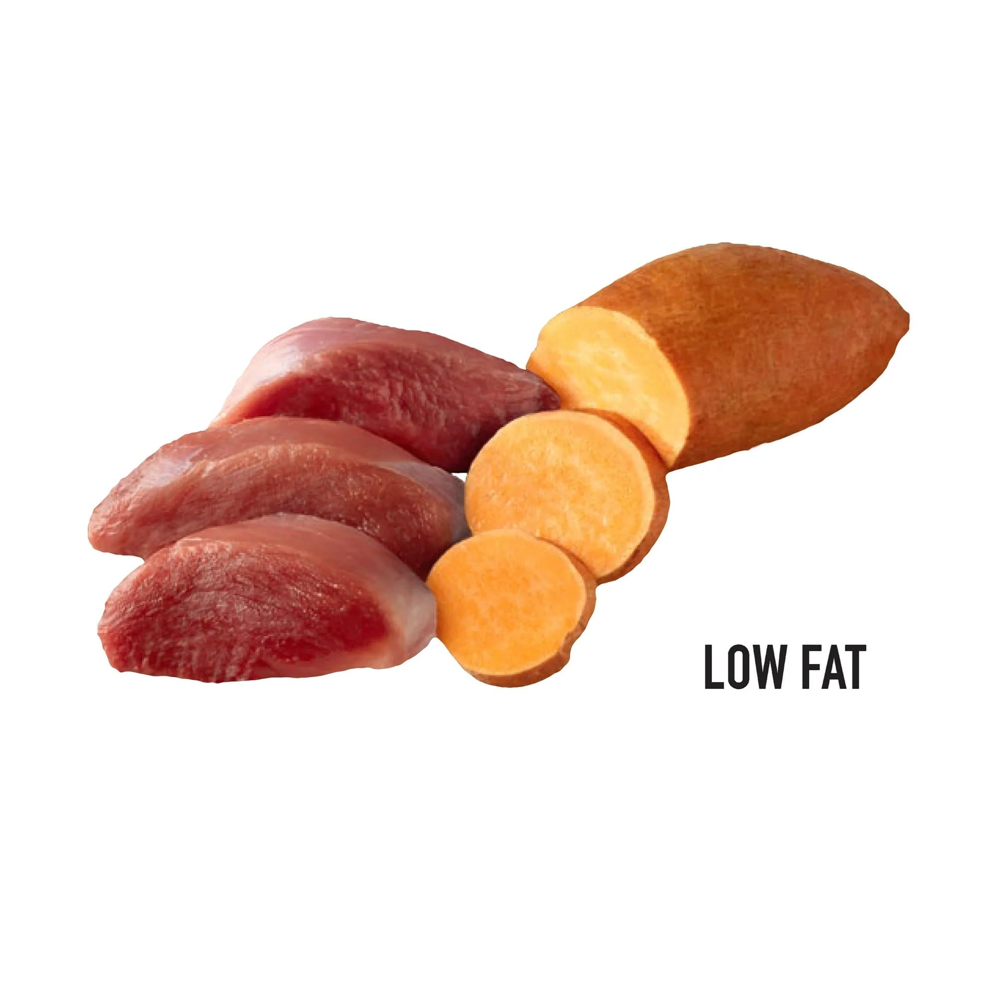 Dog savoring duck-wrapped sweet potato chew for all sizes