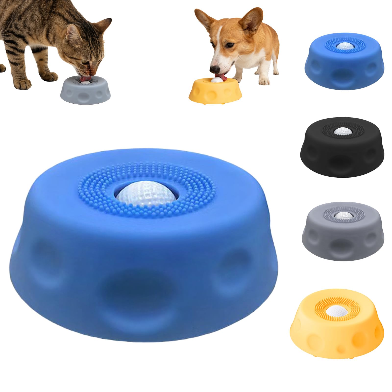 Generic Dog Lick Bowl with Ball promotes gradual licking for calmer meals.