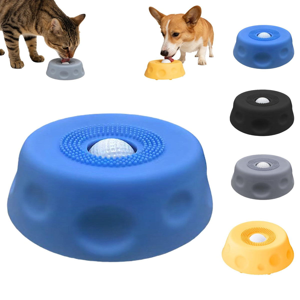 Generic Dog Lick Bowl with Ball promotes gradual licking for calmer meals.