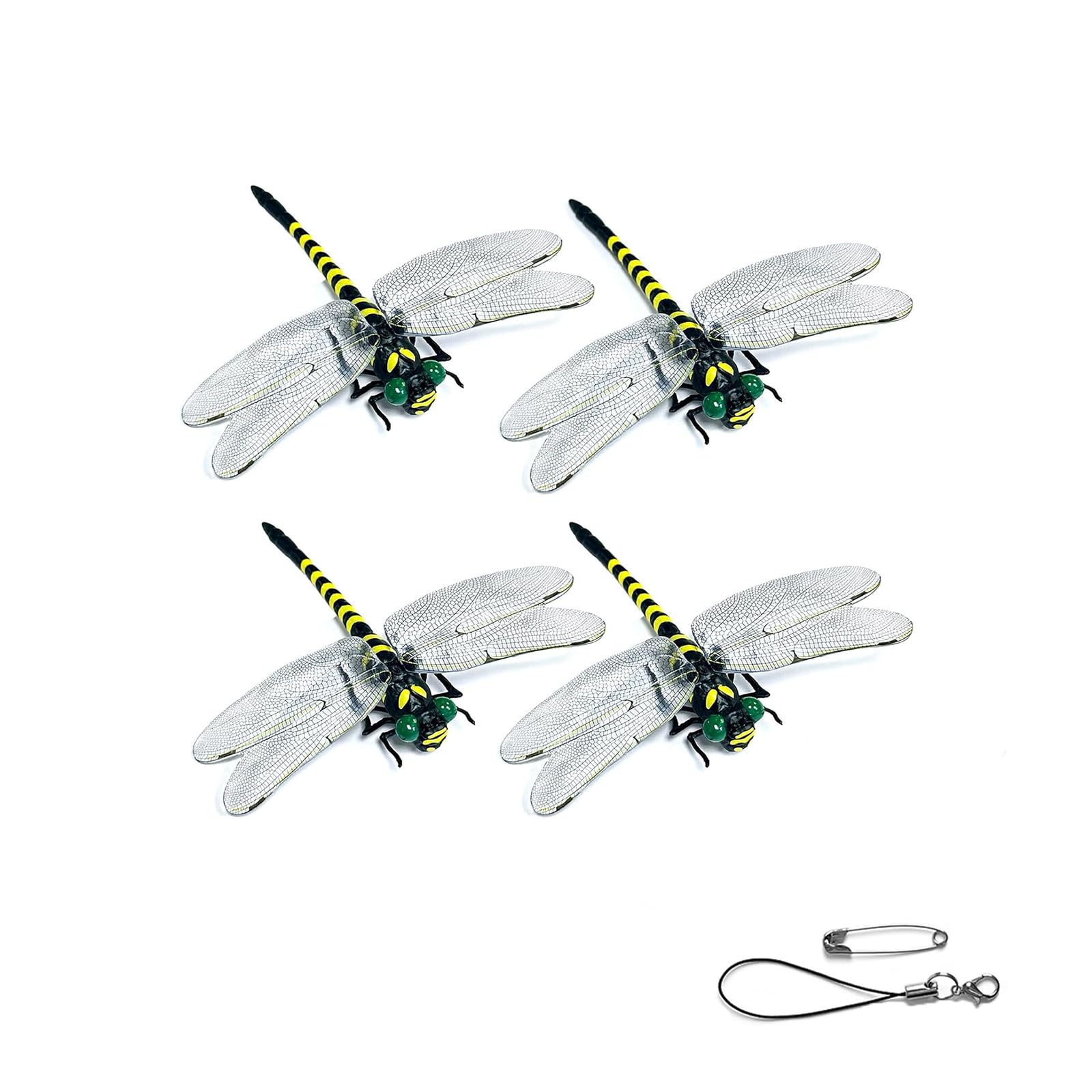Generic dragonfly clip front view highlights lifelike wings for outdoor decor.