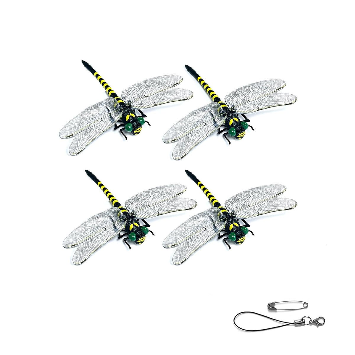 Generic dragonfly clip front view highlights lifelike wings for outdoor decor.