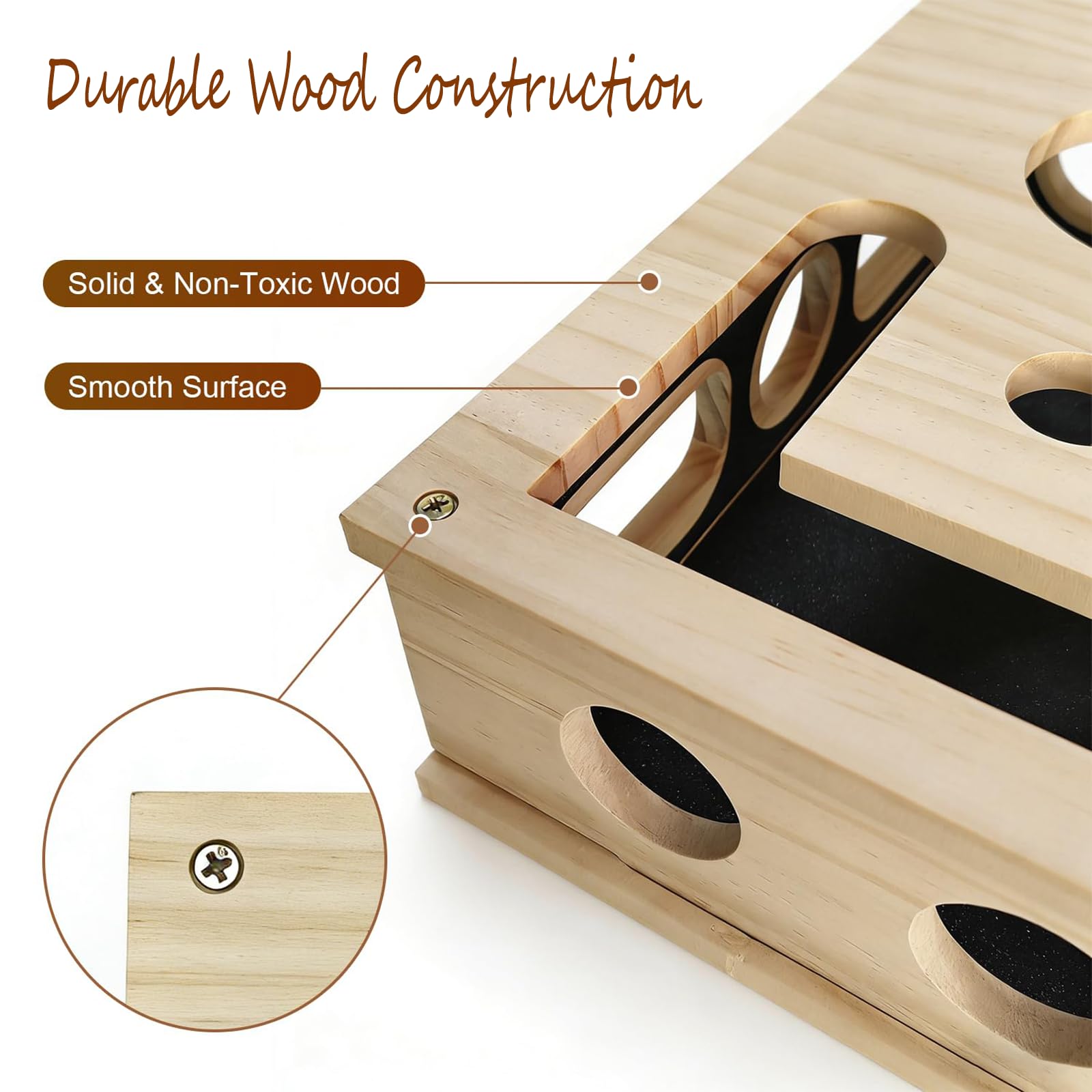 Generic dual-function scratch and toy box keeps cats entertained while protecting furniture.