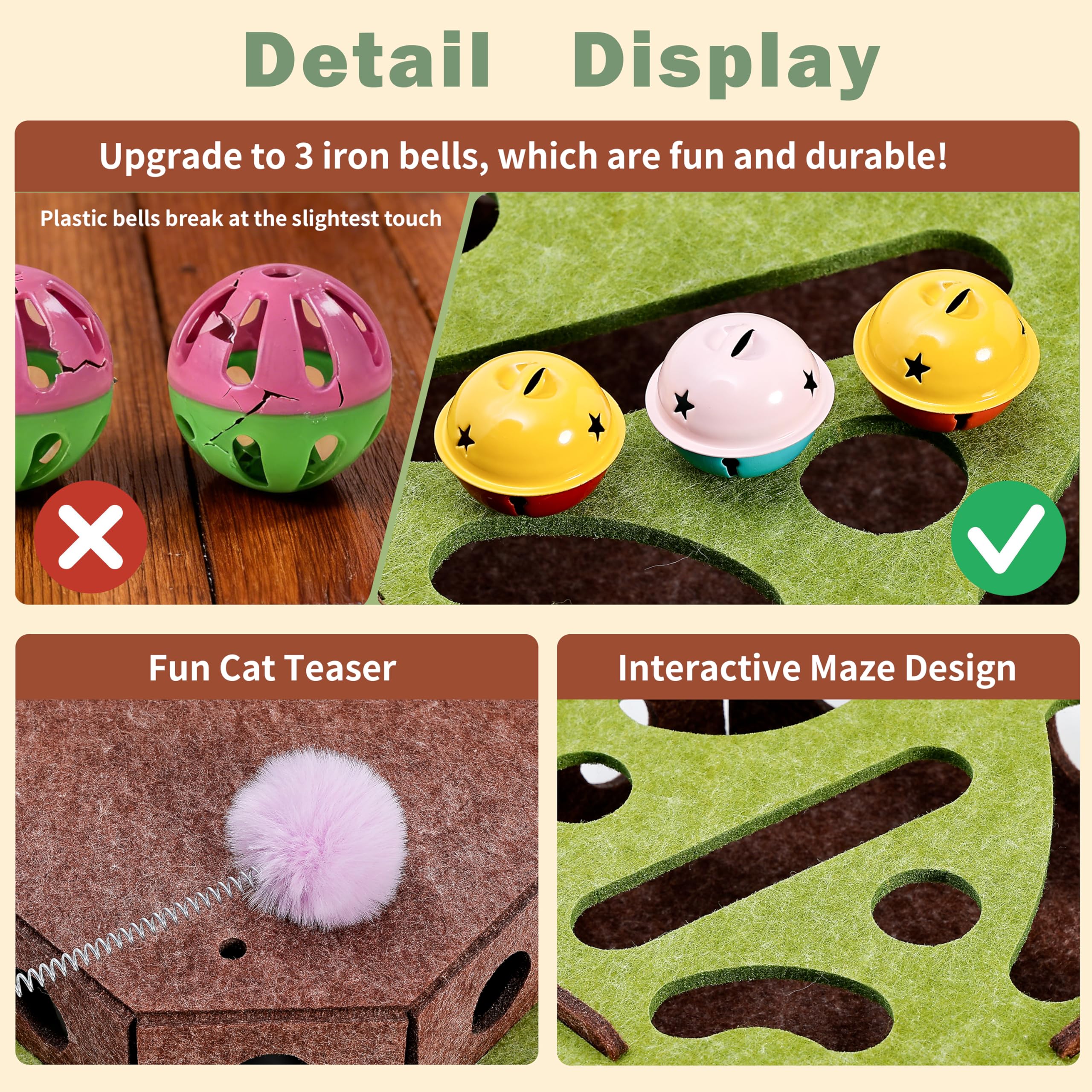 Generic eco-friendly felt is soft on paws and easy to clean.