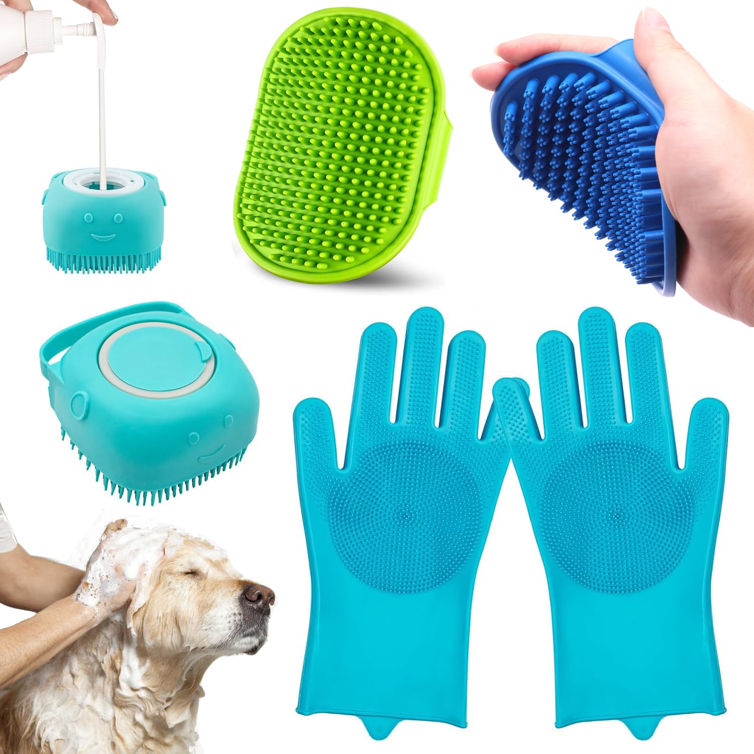 Generic Enmaipet 4-in-1 dog grooming brush with ergonomic design for comfortable bathing sessions.