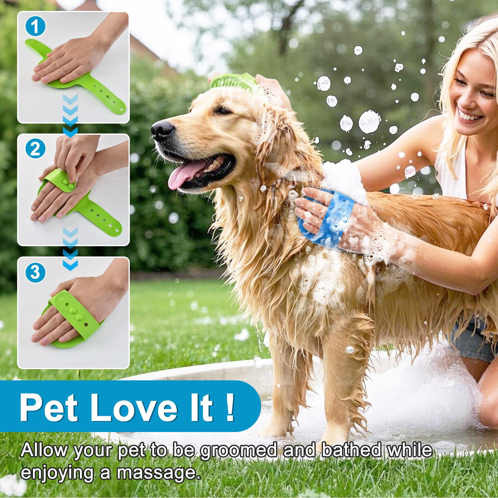 Generic Enmaipet grooming gloves with silicone bristles for deep cleaning and fur removal.