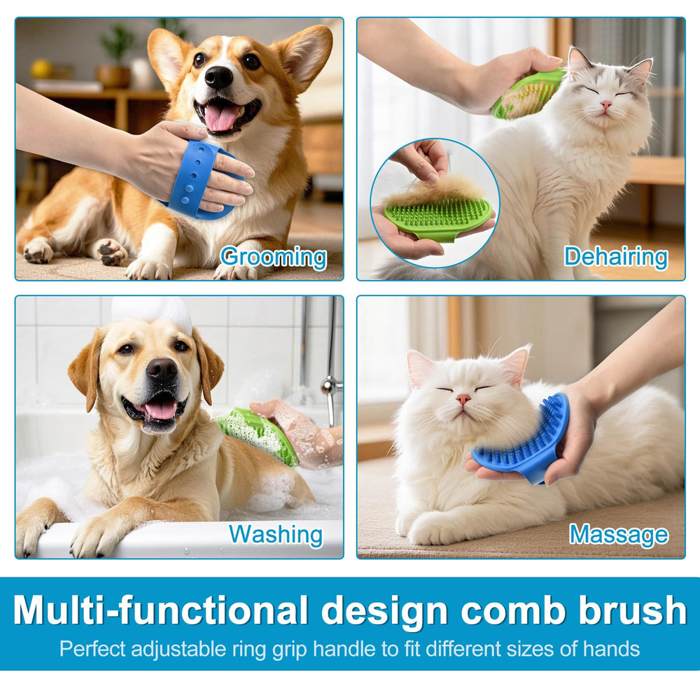 Generic Enmaipet ergonomic dog scrubber with adjustable ring handle for a secure grip.