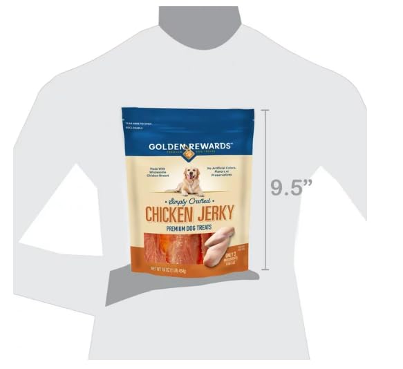 Close-up of Generic Golden Rewards low-fat protein dog snack suitable for daily use