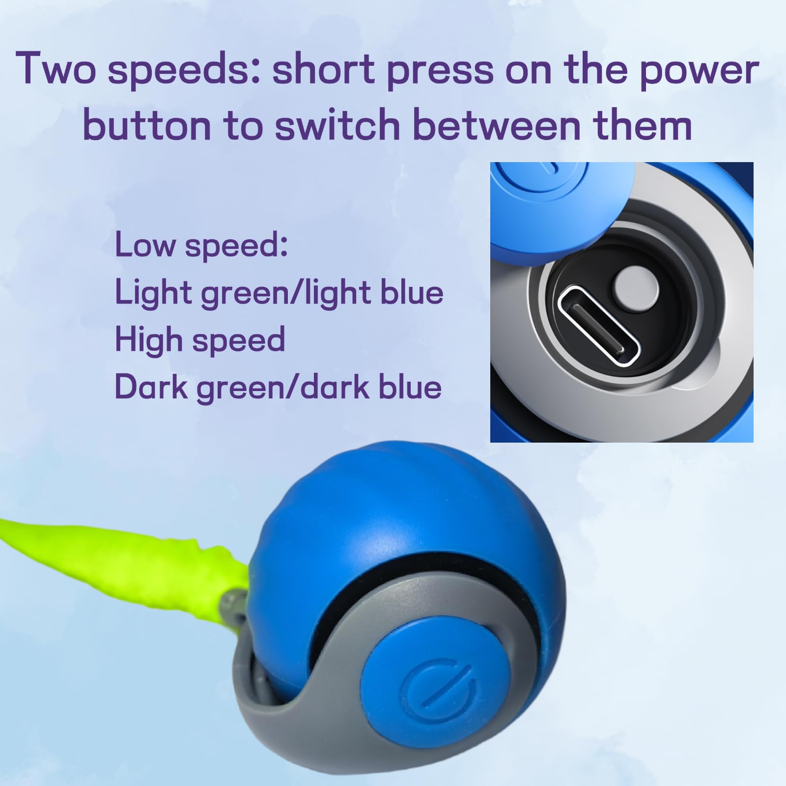 Generic interchangeable tail design in blue and orange for varied play stimuli.