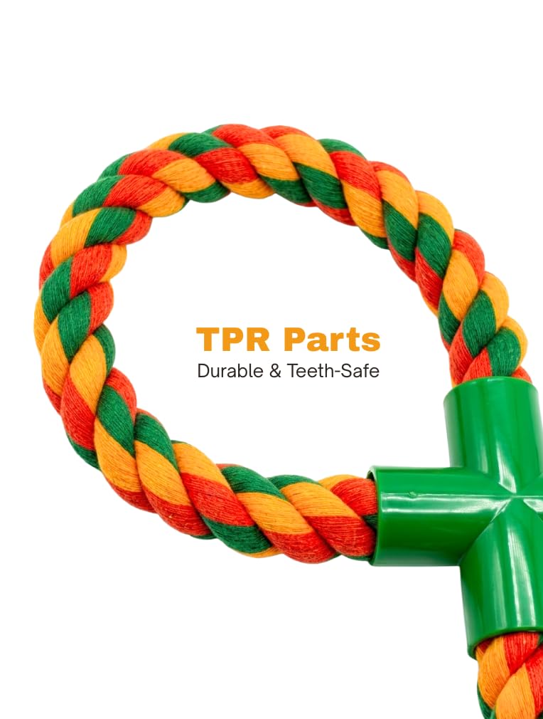 Generic large-dog chewing action showcases durable rope for energy burn.