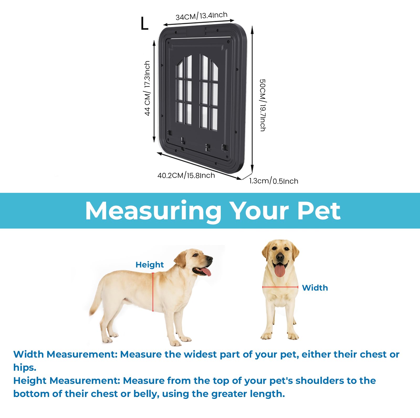 Generic large pet screen door installed with easy setup on a window or door