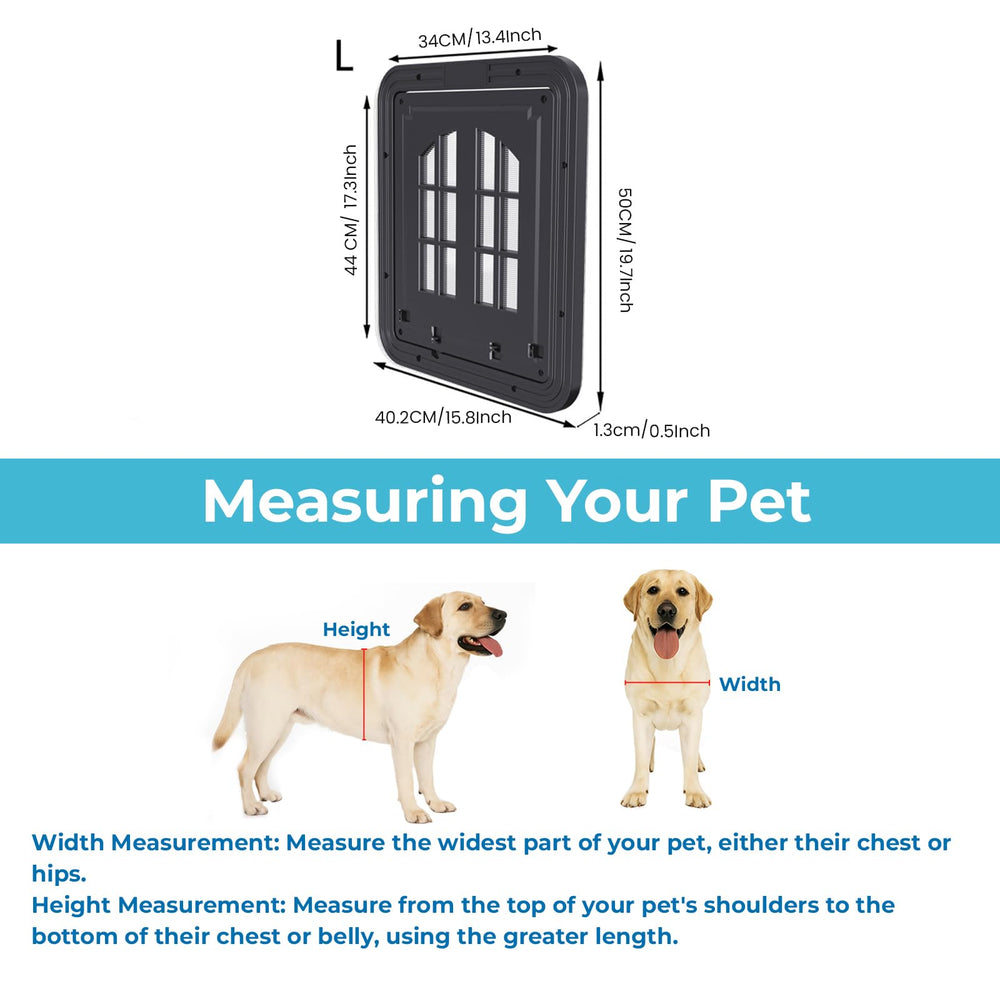 Generic large pet screen door installed with easy setup on a window or door