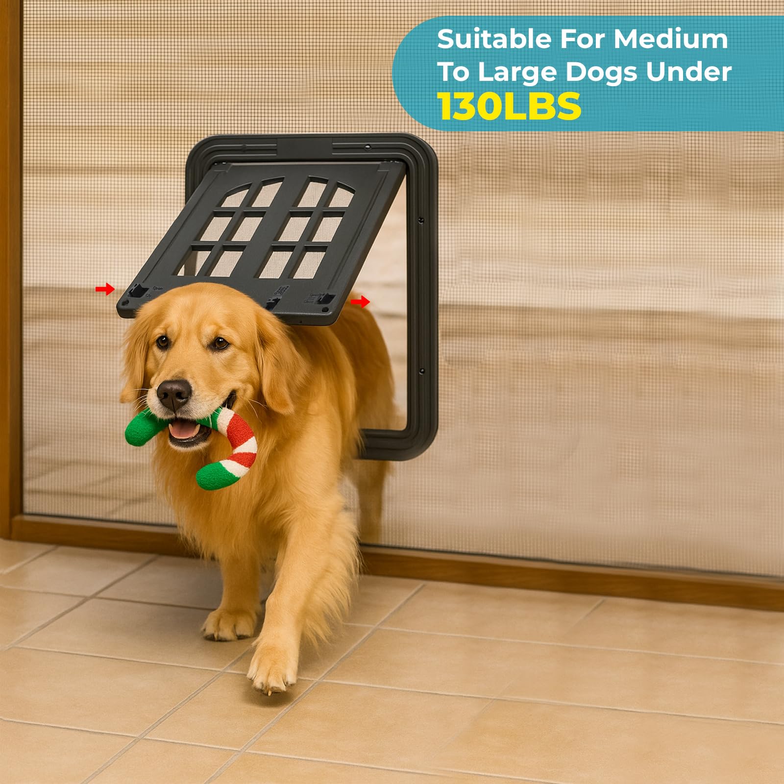 Generic large pet screen door showing magnetic closure for secure sealing