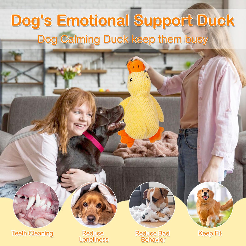Generic Mellow Dog Calming Duck toy, yellow focus, promotes interactive play and bonding.