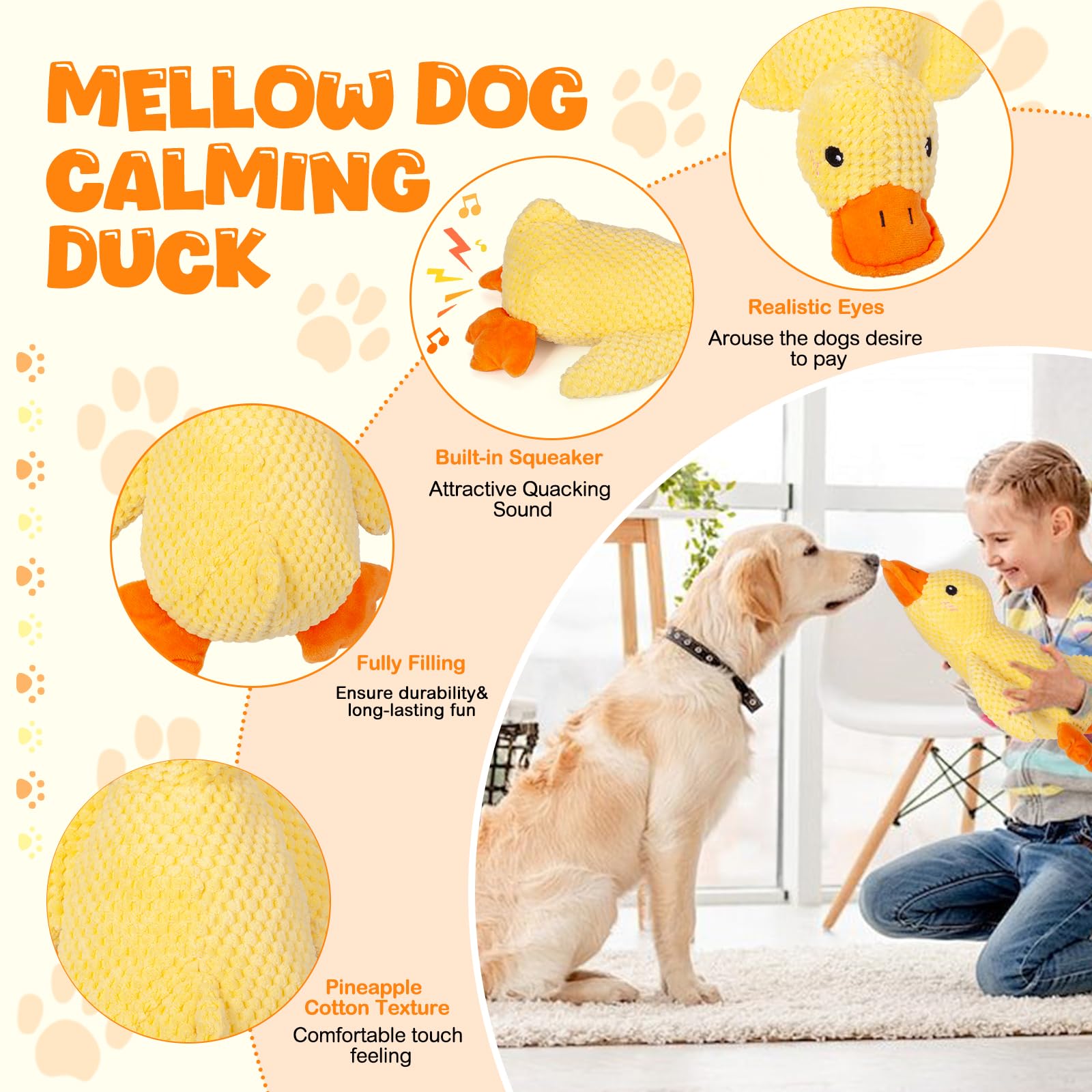 Generic Mellow Dog Calming Duck toy, textured surface cleans teeth during chewing.