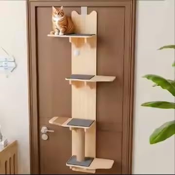 Generic M/P door-hanging cat tree middle perch for multi-level play and rest.