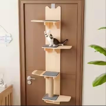 Generic M/P door-hanging cat tree solid wood construction for durable long-term use.
