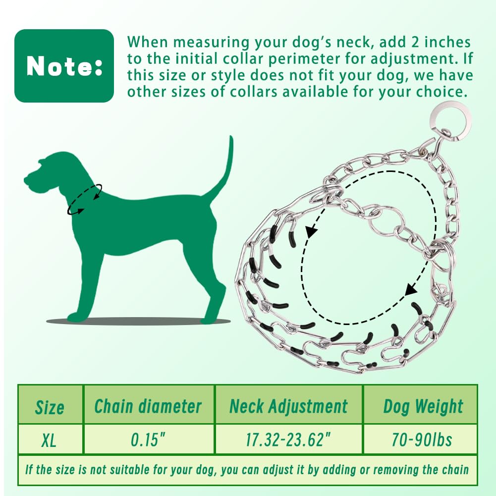 Generic No Pull Prong Collar with rubber tips protects the dog's skin.