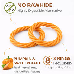Generic No Rawhide Puppy Teething Rings packaging with 8 rings for long-lasting value.