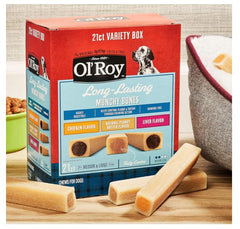 Generic O- Roy Munchy Bones back panel describing flavor variety for shoppers