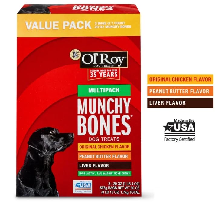 Generic O- Roy Munchy Bones dog chewing session at home