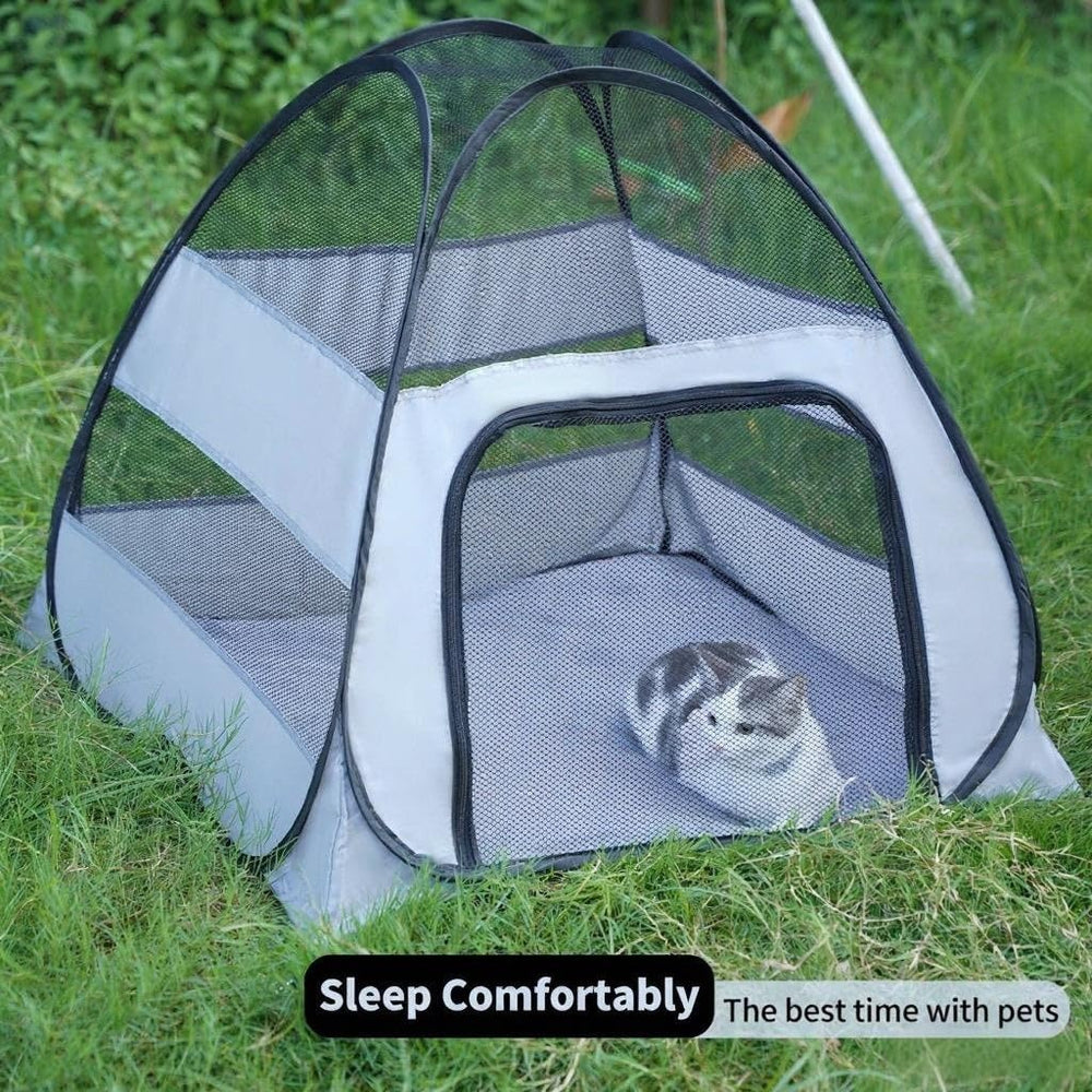 Generic Outdoor Cat Cage includes waterproof base to stay dry during light rain.