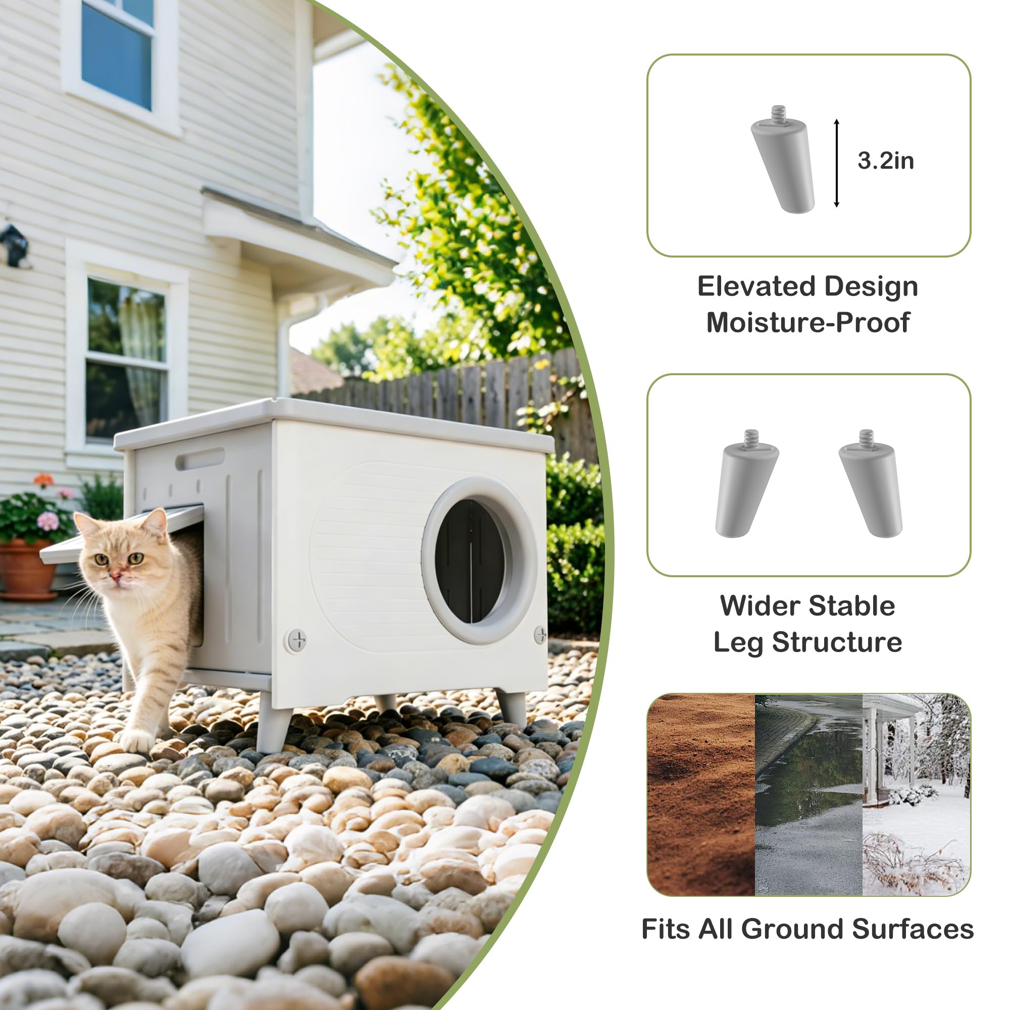 Generic Outdoor Cat House easy-clean surface simplifies maintenance after outdoor use.