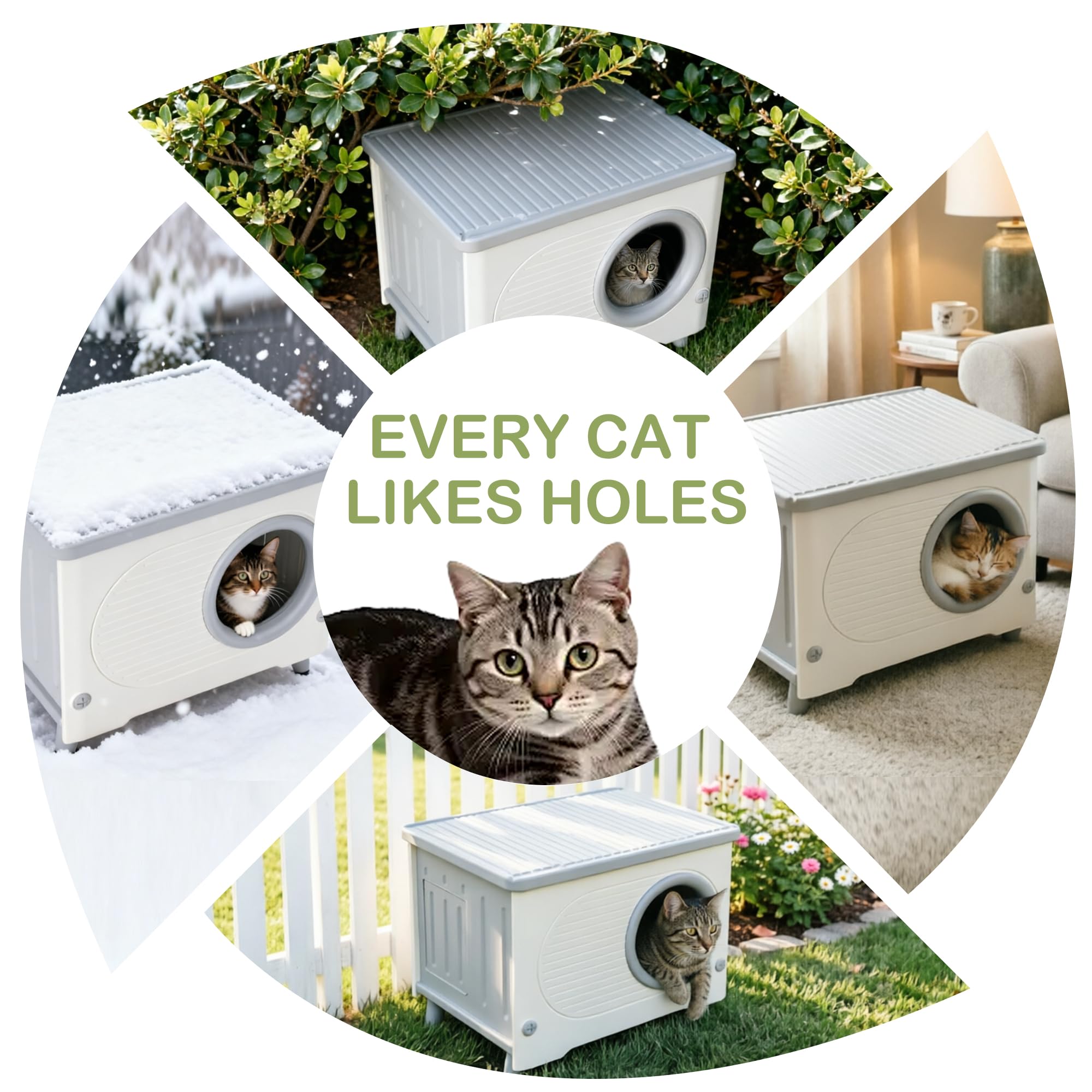 Generic Outdoor Cat House tool-free assembly makes setup quick and easy.