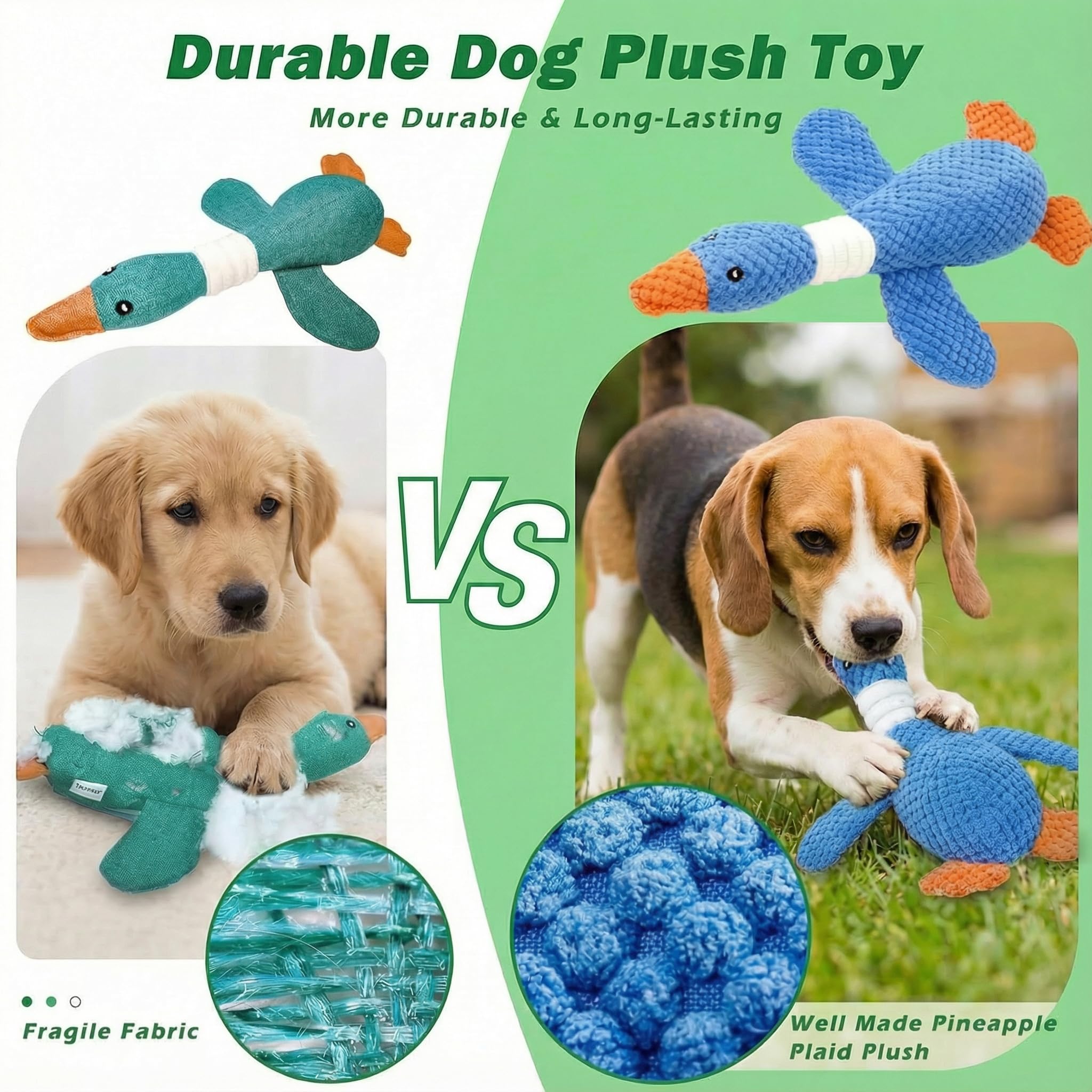 Generic Paw-FECT Piece Goose Squeaky Toy — side view with plush texture for playful engagement.
