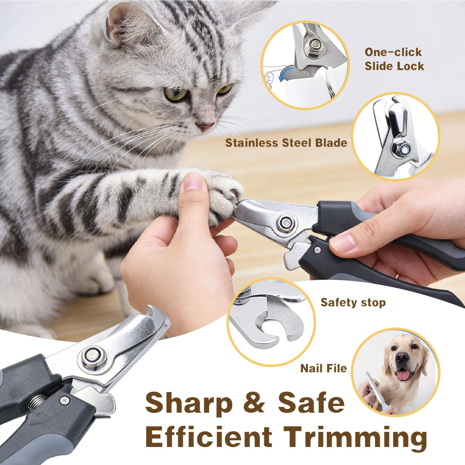 Generic Pet Grooming Kit flea comb catches pests during grooming.