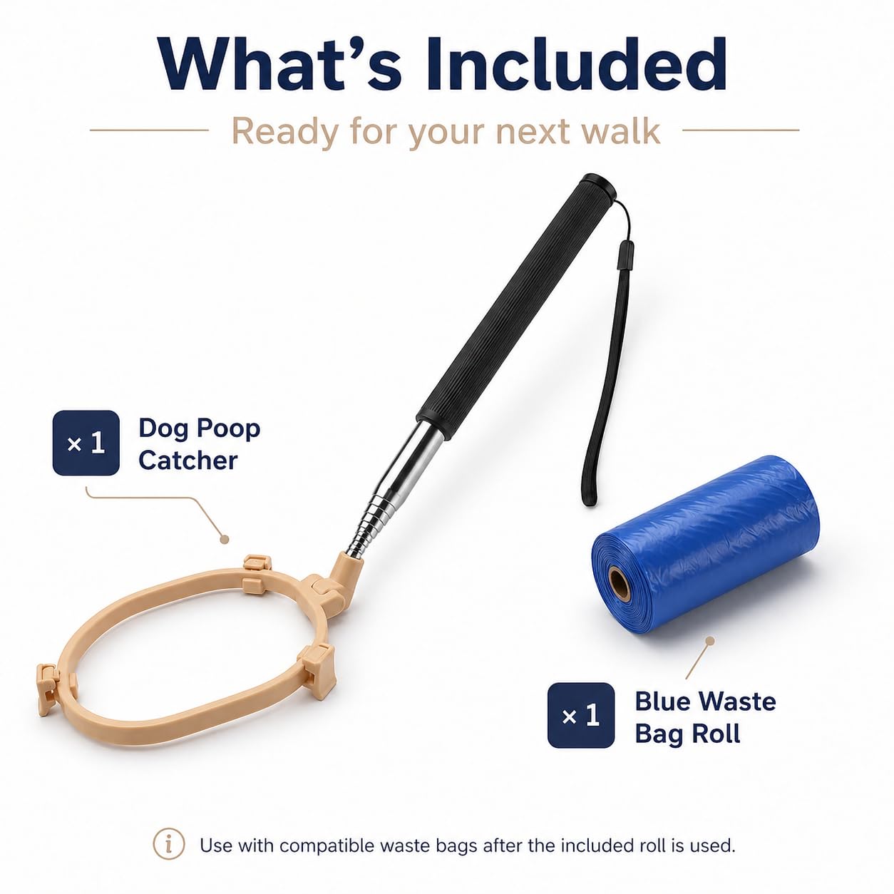 Generic Pooper Scooper in walk and travel scenarios for cleanup.