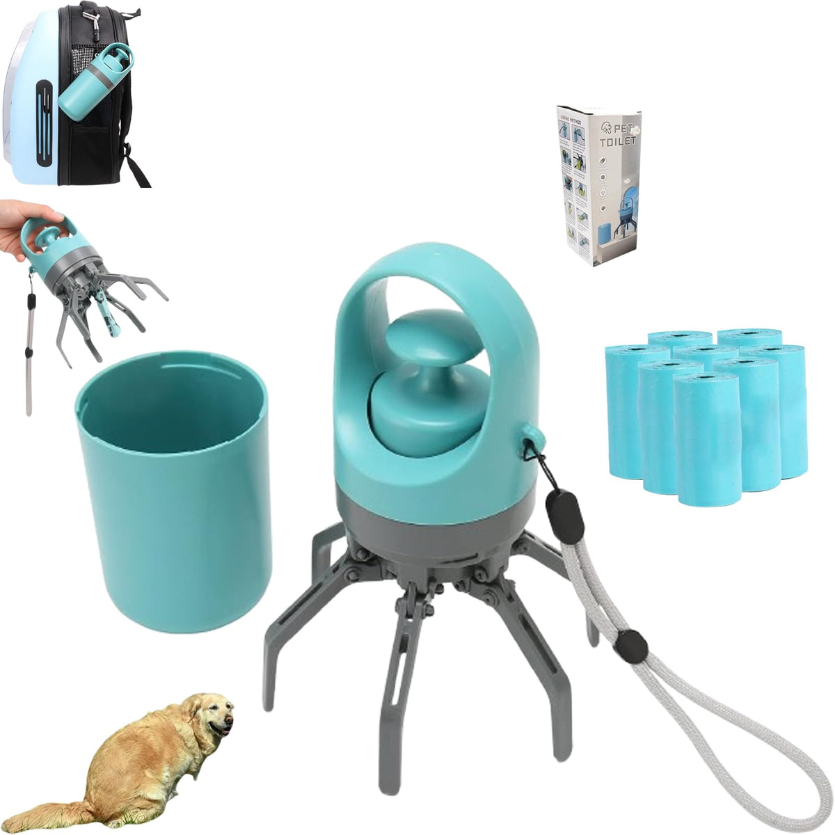Generic Portable Pooper Scooper with built in bag dispenser for quick cleanup