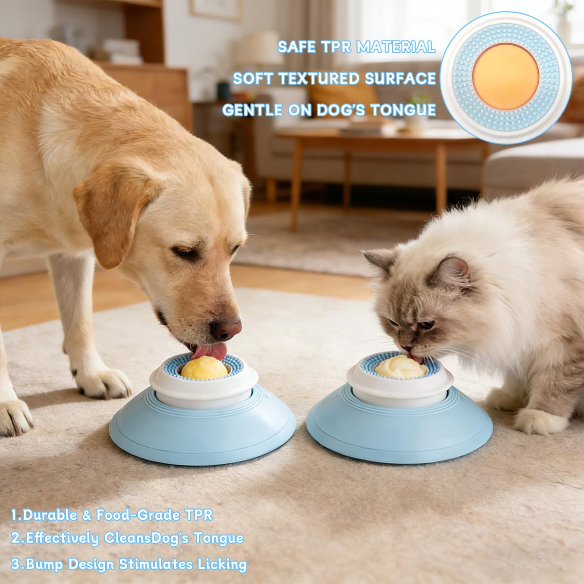 Generic PP material lick bowl is easy to clean after meals.