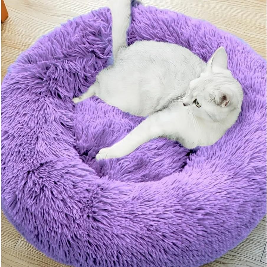 Generic Purrfect Cat Bed purple color for a warm resting space.