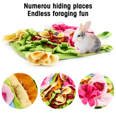 Generic Rabbit Foraging Mat showing hidden treats to encourage sniffing.