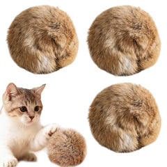 Generic Rabbit Fur Ball Cat Toy soft fluffy close-up invites gentle pounces and engagement