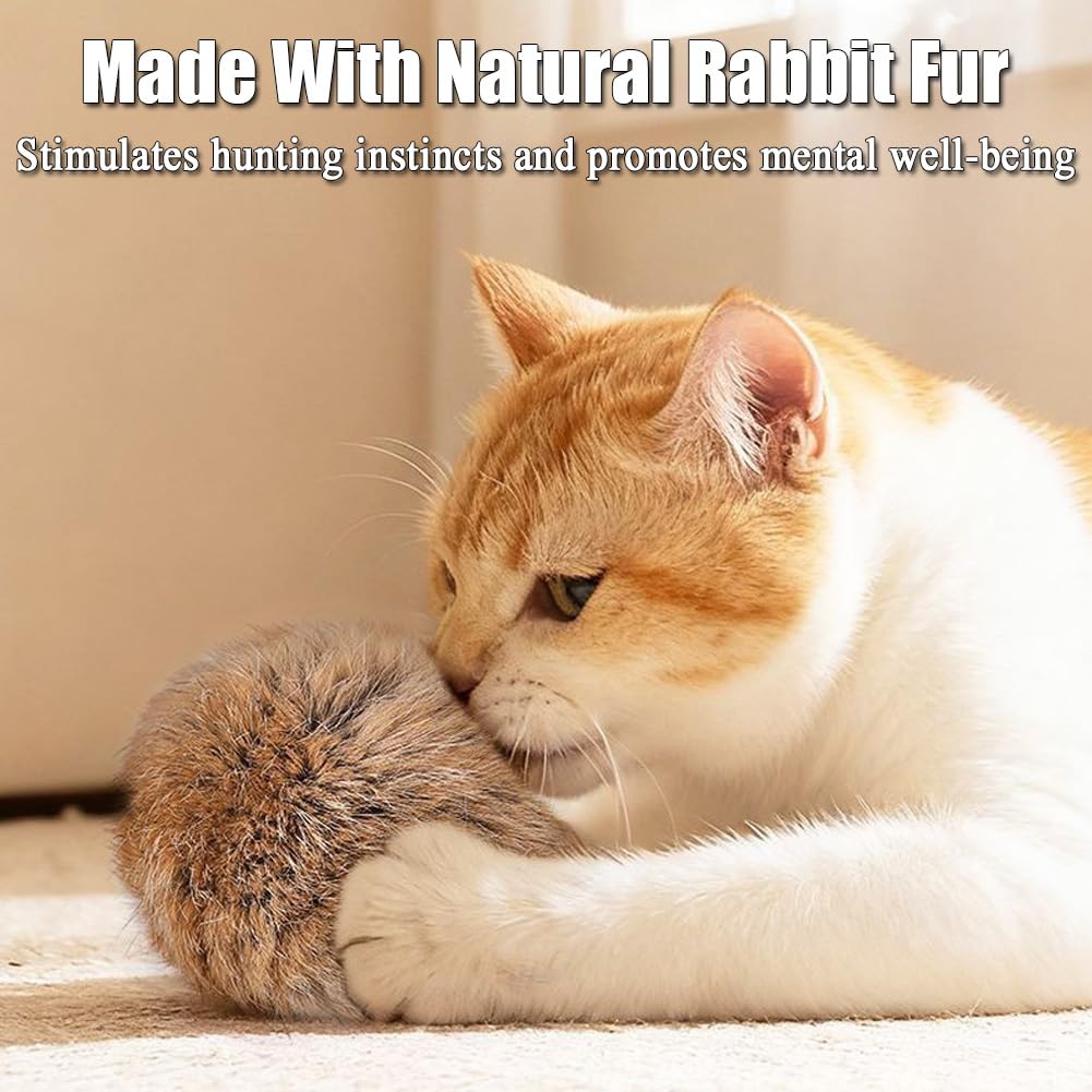 Generic Rabbit Fur Ball Cat Toy washable design enables quick cleaning
