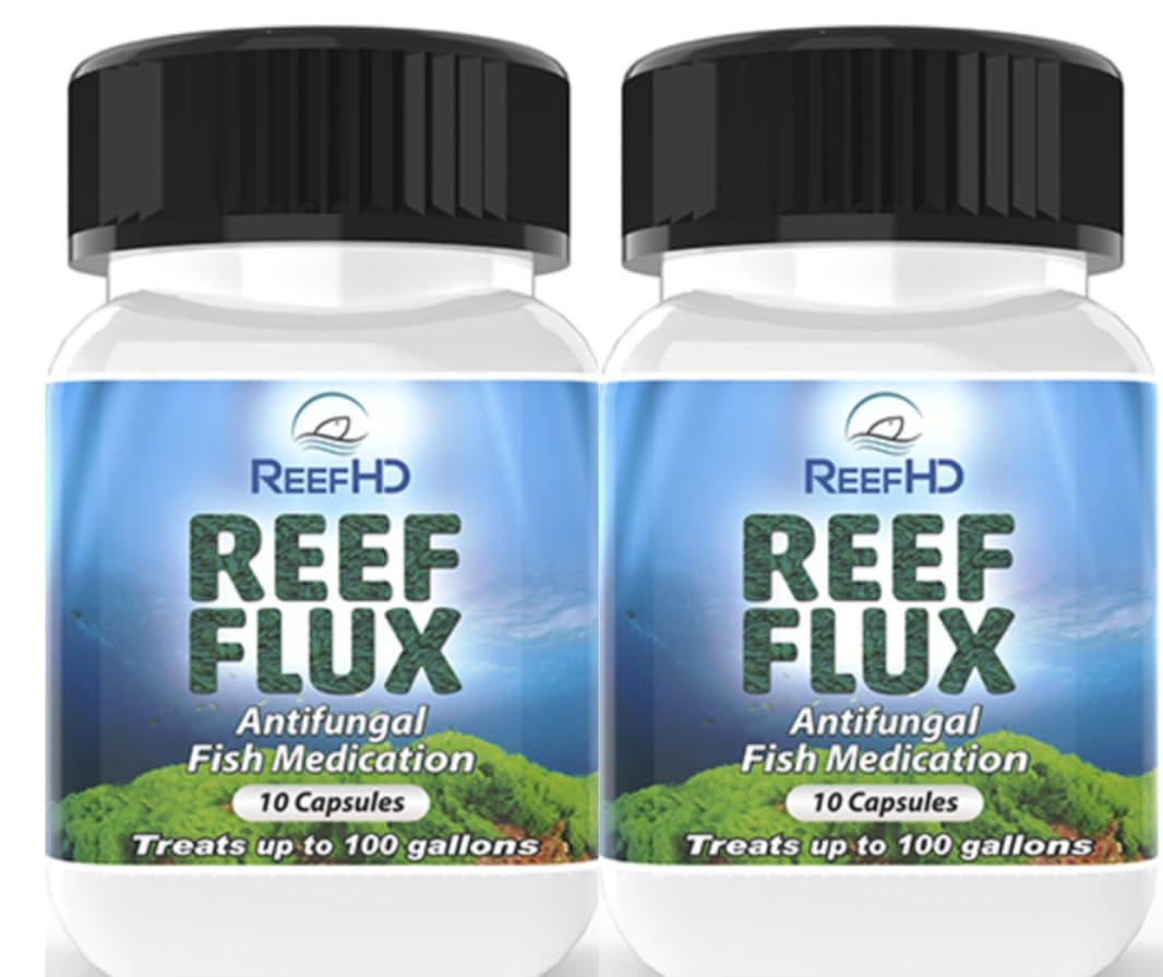 Generic ReefFlux bottle pour treats fungal infection in reef aquariums.