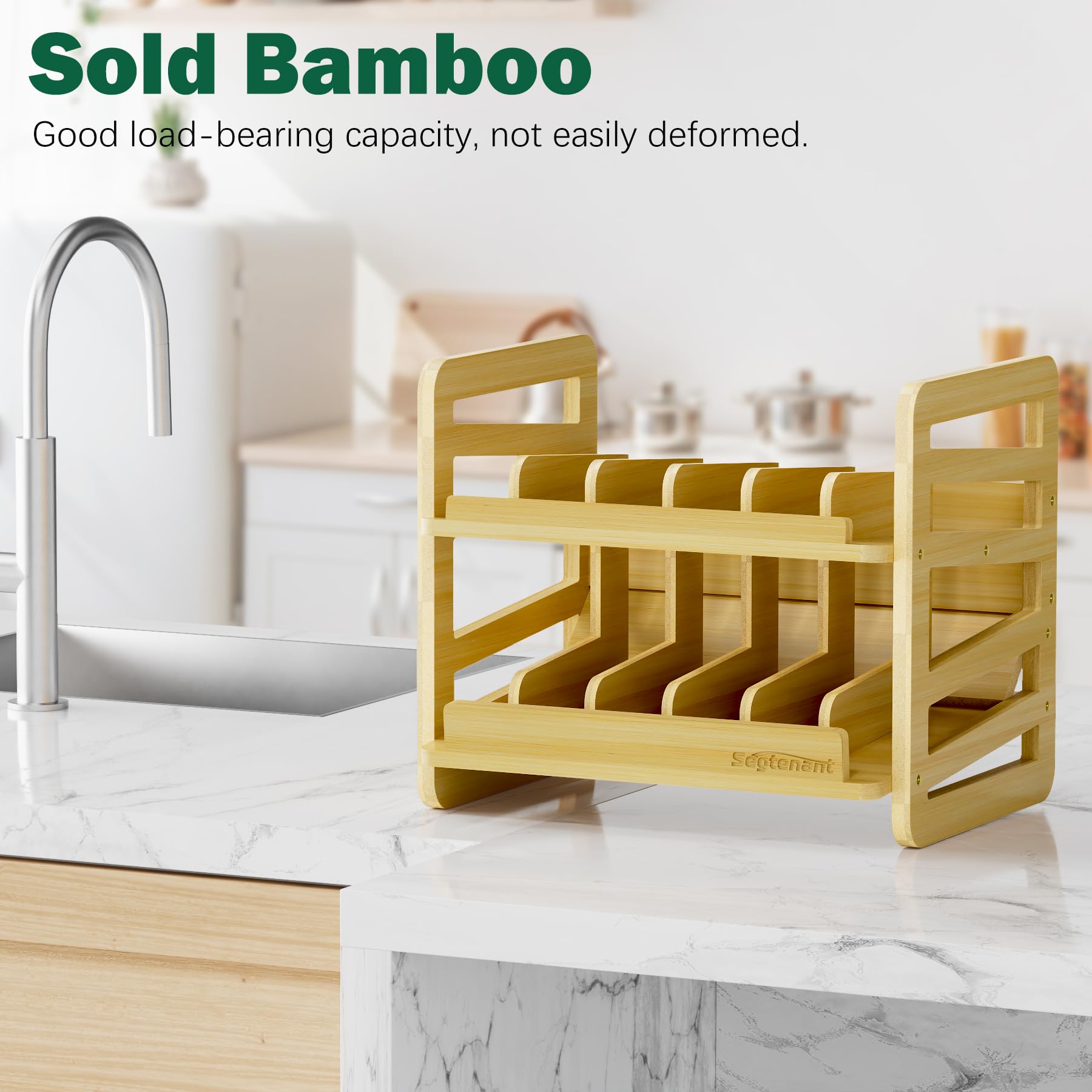 Generic Rolling Bamboo Cat Food Can Organizer anti-slip base helps prevent tipping.