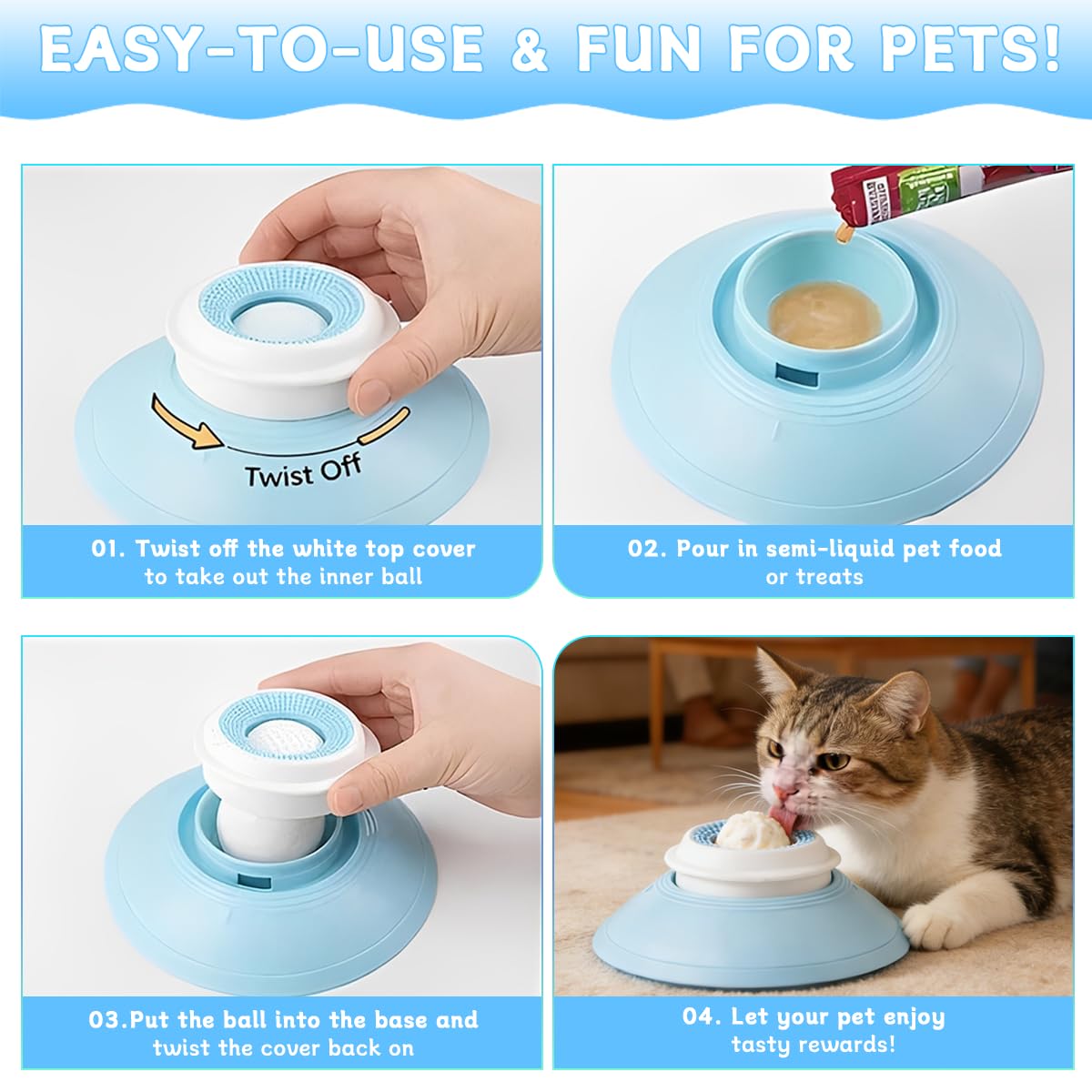 Generic rotating ball keeps food moving and reduces spills.