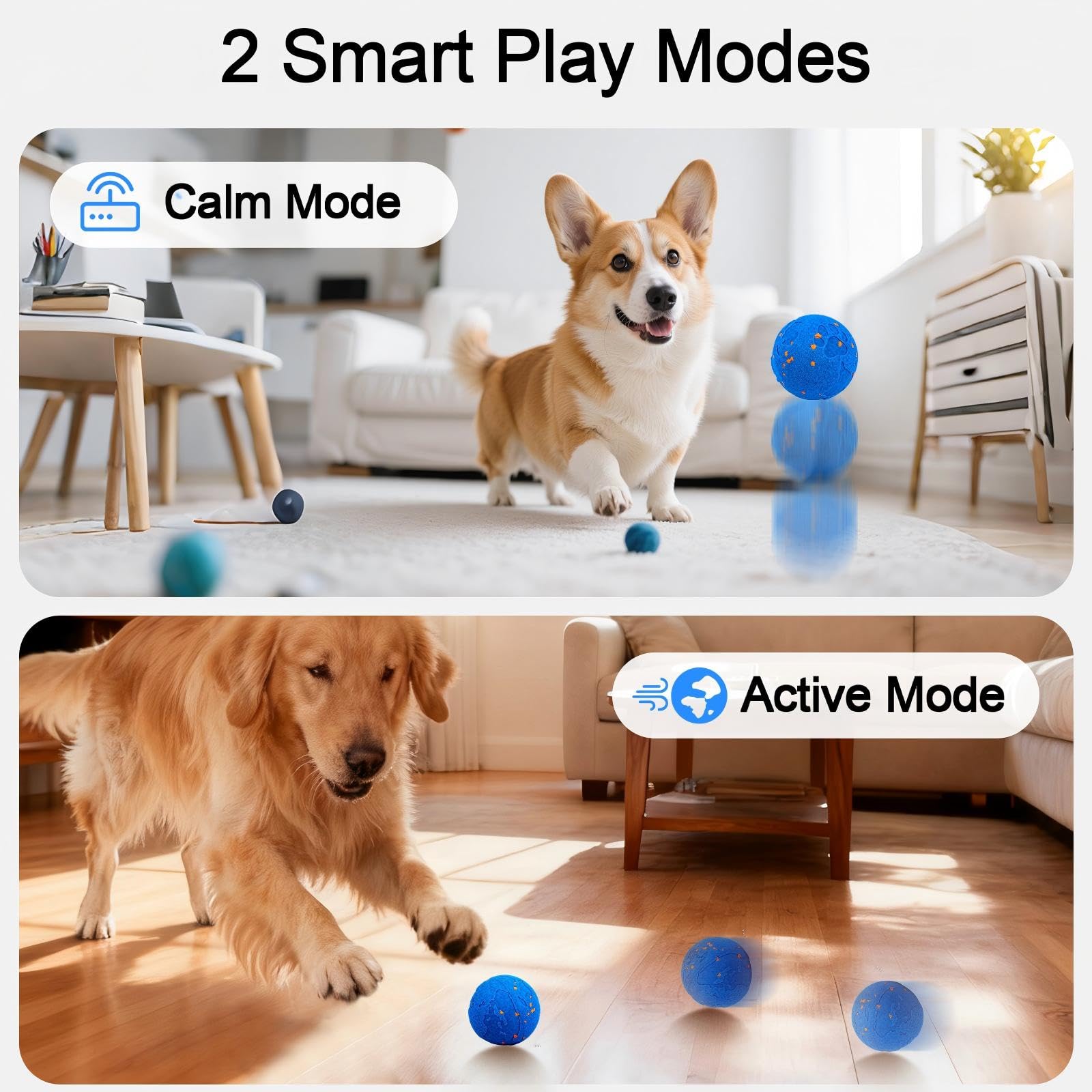 Generic Smart Dog Toy Ball in rolling mode for steady exercise.
