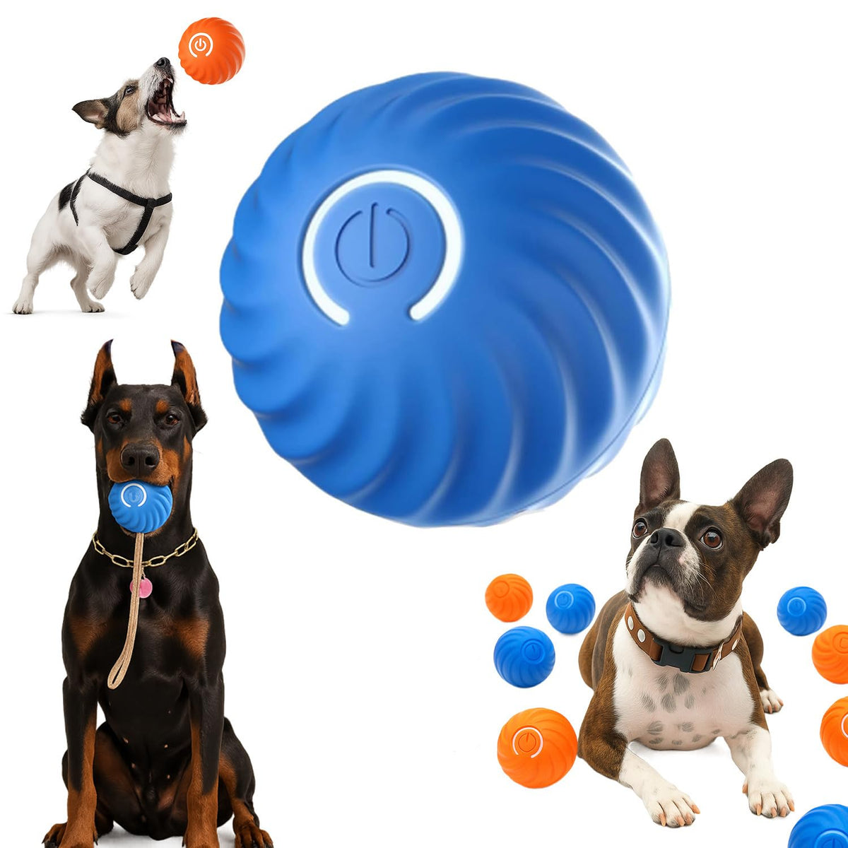 Generic Smart Jumping Ball for Dogs in blue, engaging all breed sizes for play