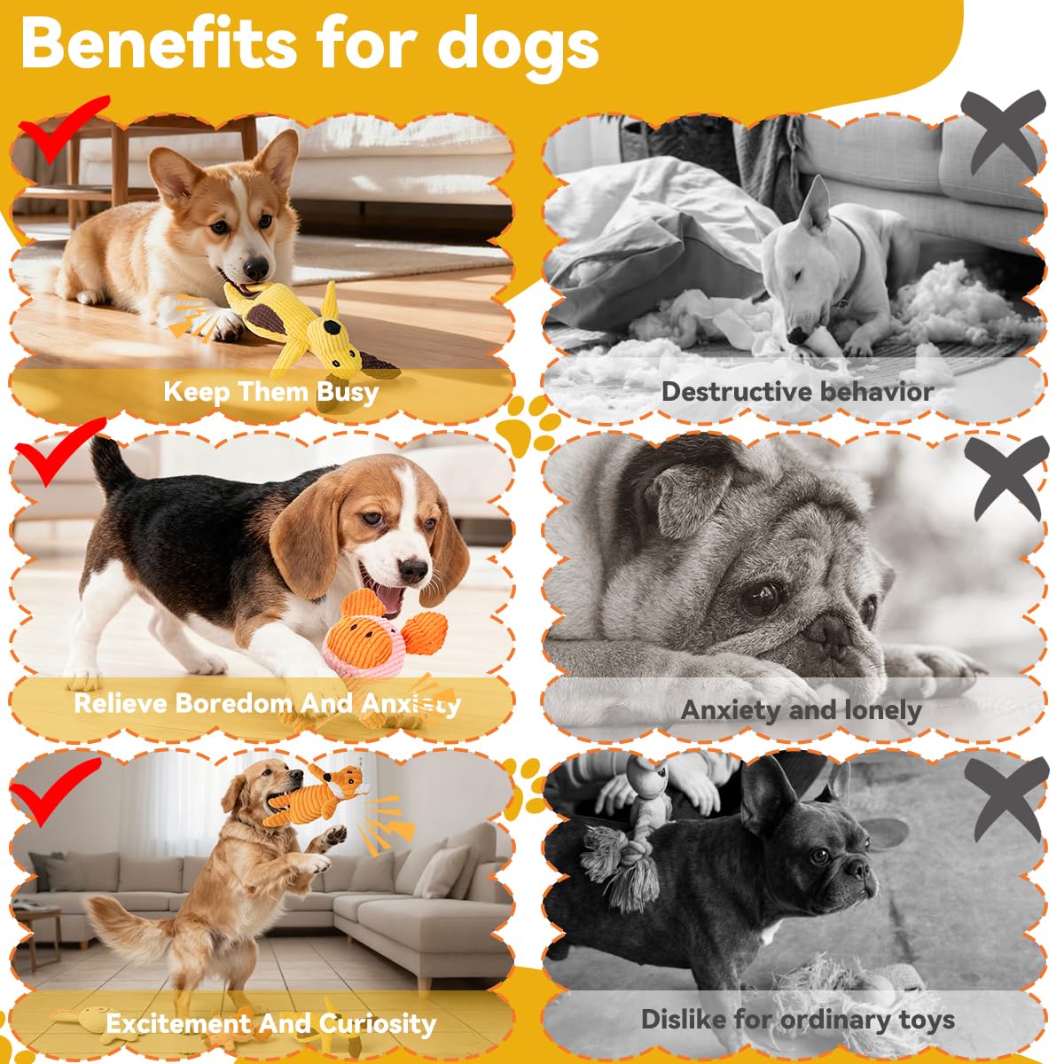 Generic Squeaky Plush Dog Toys Pack Packaging for value and gifting.