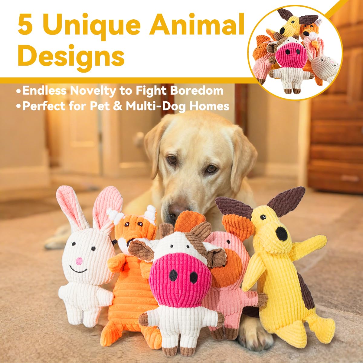 Generic Squeaky Plush Dog Toy Rabbit for curious, engaging play.