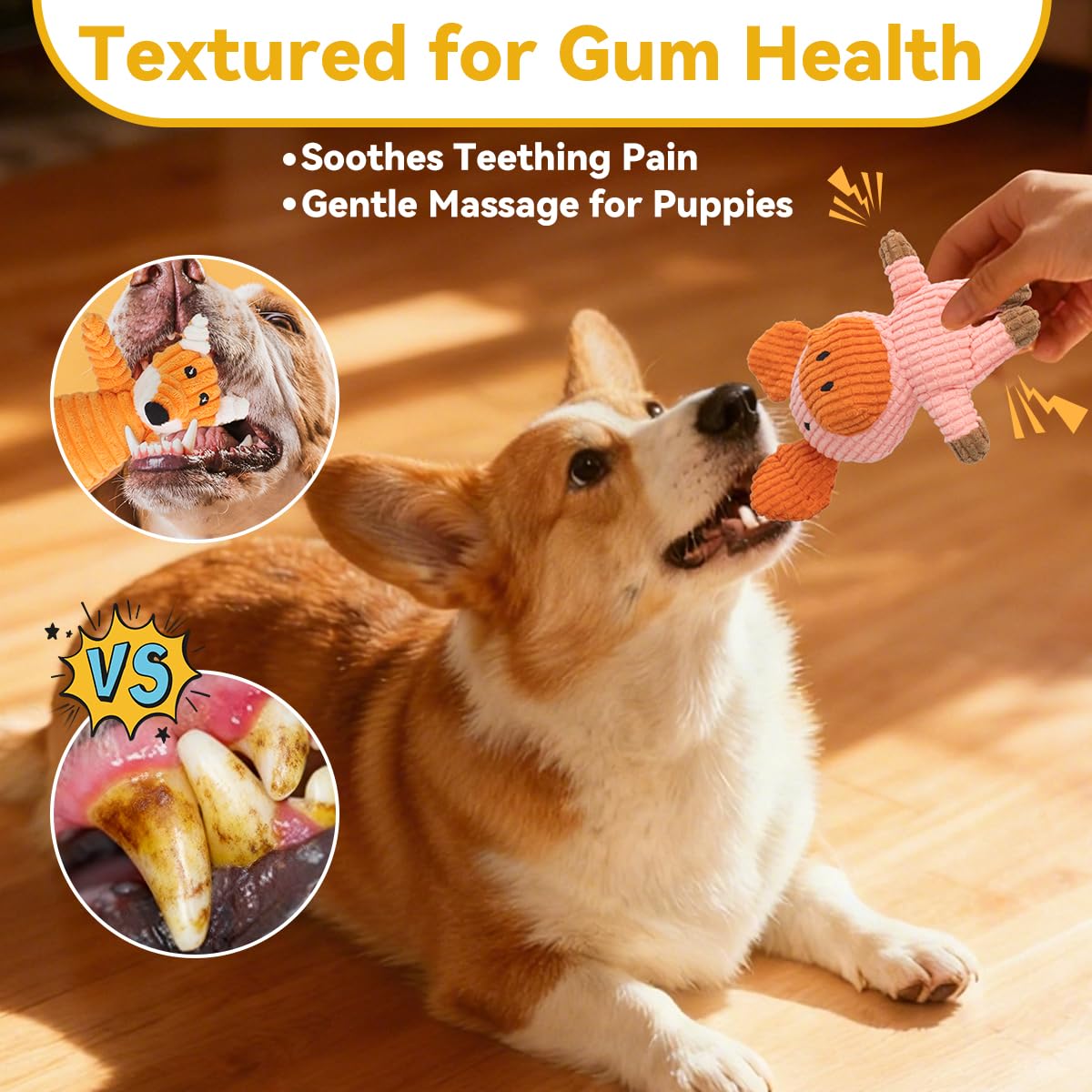 Generic Squeaky Plush Dog Toy Crinkle Closeup for sensory engagement.