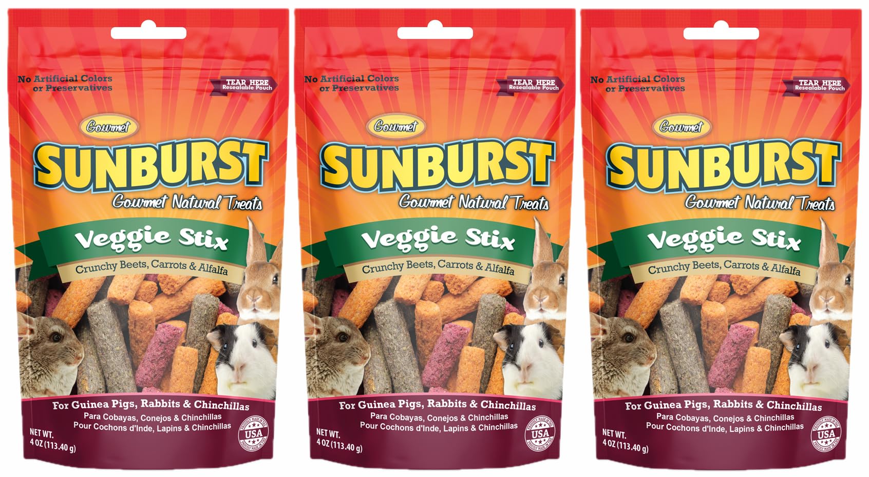 Generic Sunburst Veggie Stix display a crunchy texture ideal for small pet rewards and enrichment.