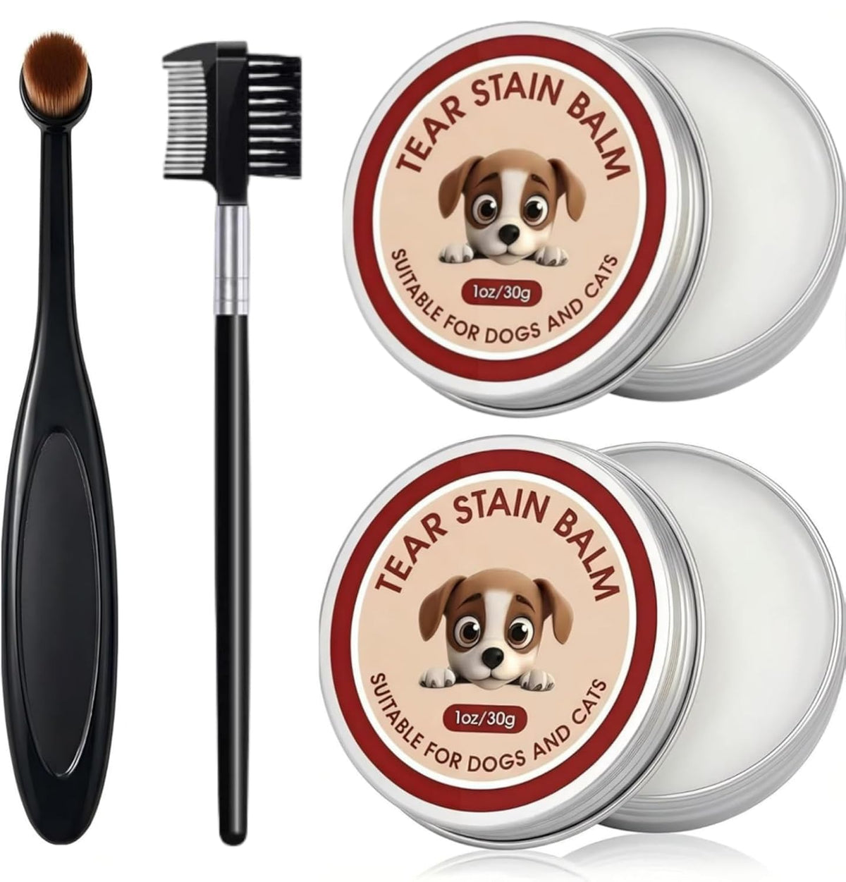 Generic Tear Stain Remover Balm with Pro Powder Brush for gentle eye cleaning