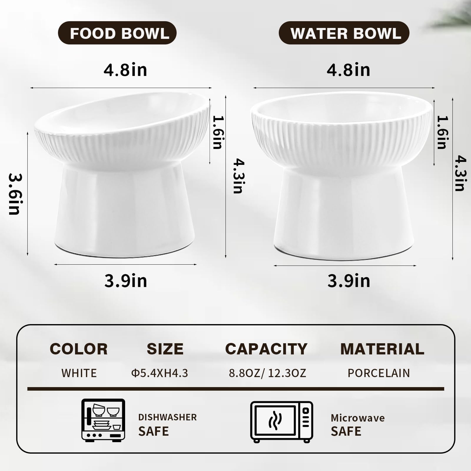 Generic two-piece cat bowl set provides versatile feeding options.
