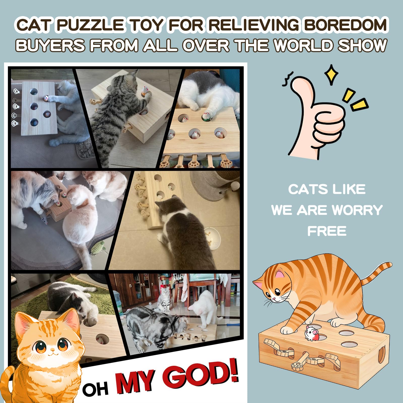 Generic Whack a Mole Cat Toy interactive puzzle sparks curiosity and exercise.